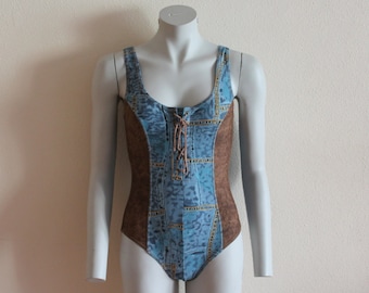 Womens Swimsuit One Piece Swimsuit Denim Look Swimsuit Women's Swimwear Sexy Imprinted Jeans Swimsuit Classic Bathing Suit Womens Swimwear