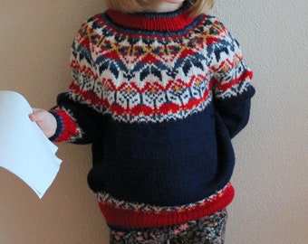 Maglione islandese Lana Lopapeysa Modello Maglione Lopi per bambini Maglia a maglia Maglia Lana Maglione Folk Ornamenti Bambini Jumper Pullover invernale