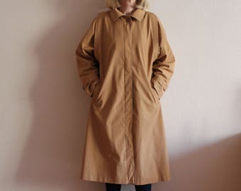 Beige Trench Coat Brown Trenchcoat Vintage Coat Beige Coat Brown Womens Coat Vintage Trench Coat Outerwear Raincoat Large Size