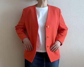 Women's Jacket Red Jacket Coral Red Vintage Blazer Ladies Jacket Women Blazer Red Jacket Long Cardigan Red Blazer Large Size