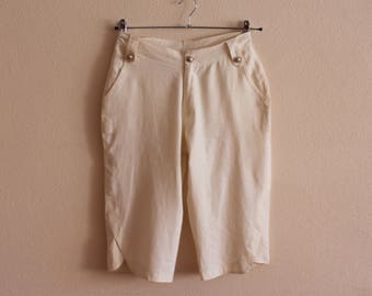 Pantaloni Bianchi Capri Bianco Capri Pantaloni Donne Pantaloni Di cotone Alta Vita Cropped Pantaloni