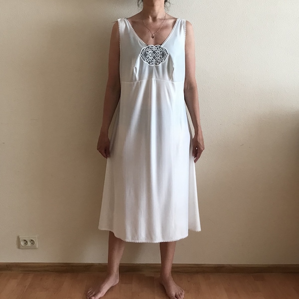 NOS Soviet Nightgown White Negligee Russian Lingerie Vintage 80s White Soviet Design Nightgow Women Nightshirt