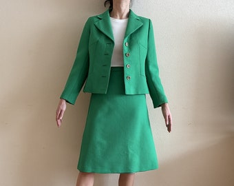 Costume Jupe TALBOTS - Blazer Et Jupe En Laine Bleu Vif - Taille 6 - Occasion Très Bon État
