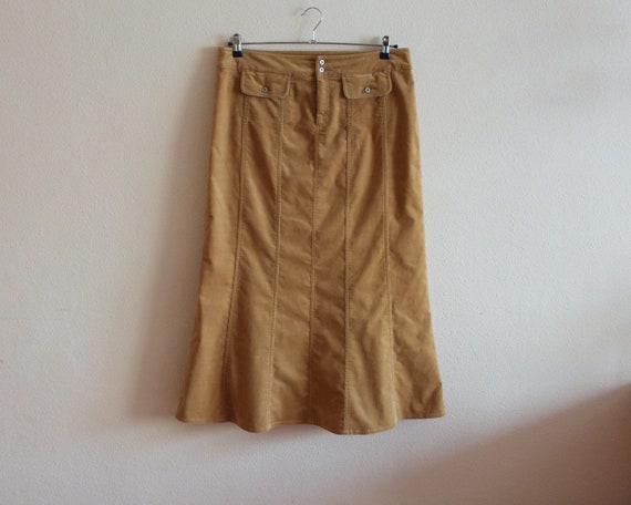 Beige Skirt Corduroy Skirt Beige Fine Corduroy Sk… - image 1