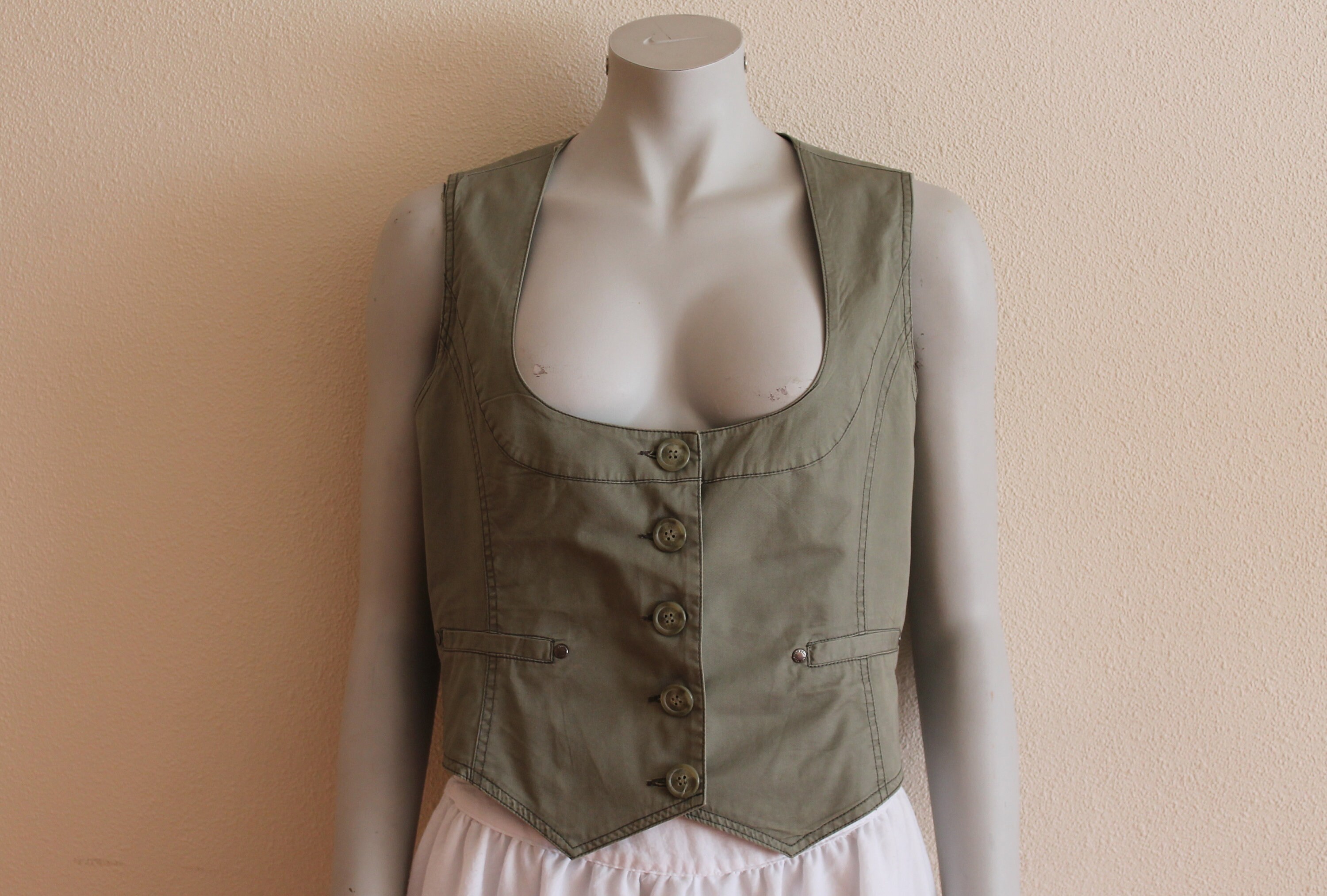 Vest Khaki Vest Green Women Vest 