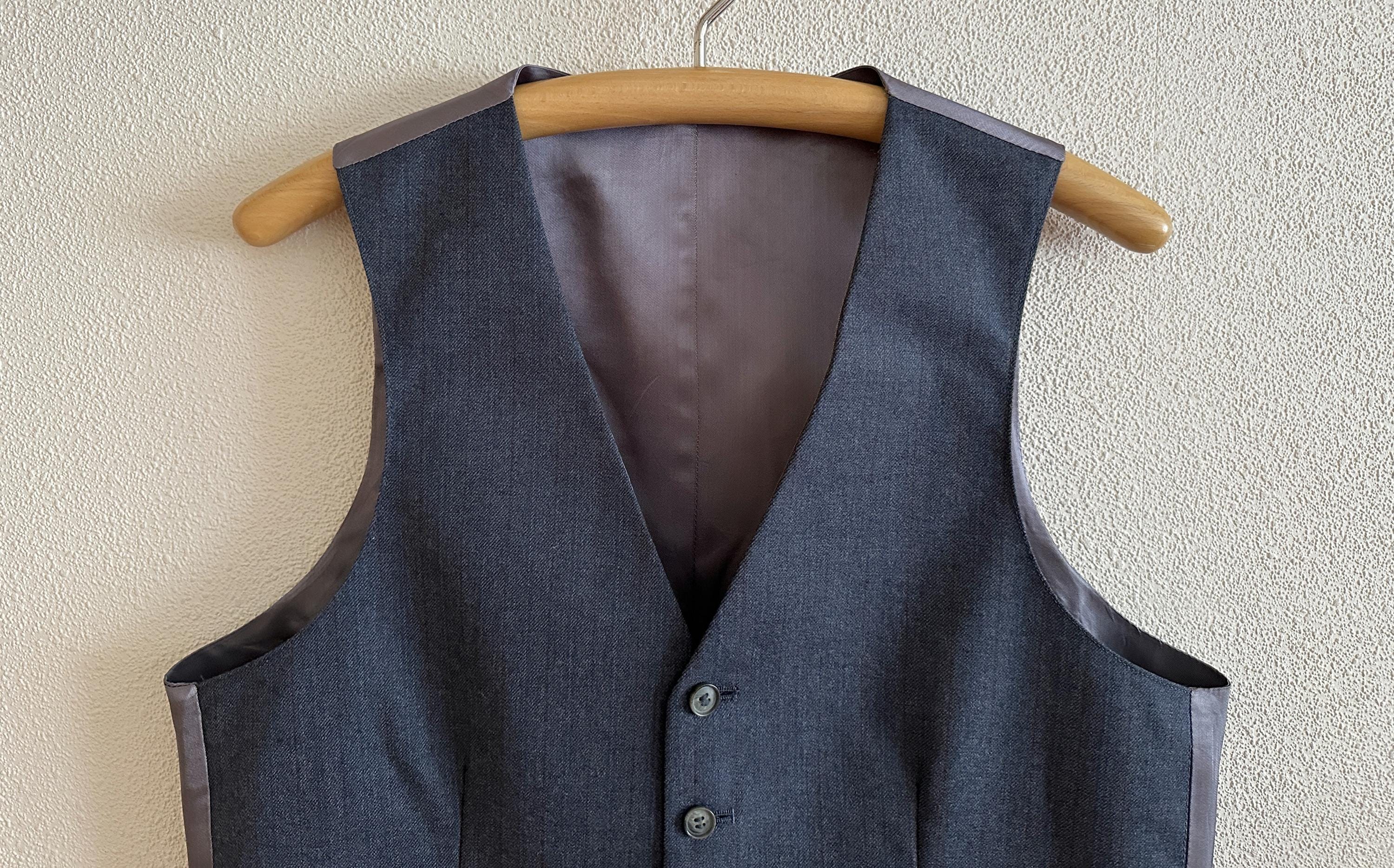 grey wool dress vest Vintage Charcoal Blend Tailored Waistcoat Classic Formal Suit Vest Minimalist Menswear Style Unisex Layering Piece FLASH_0326