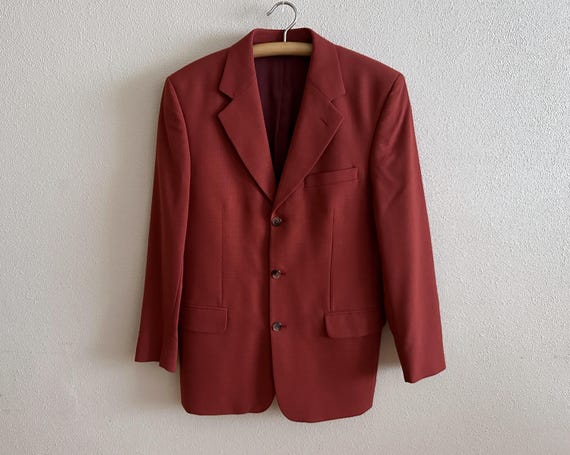 Vintage Brick Red Wool Blazer Santarelli Tailored Jacket Vintage Brick Red Wool Blazer Santarelli Tailored Jacket