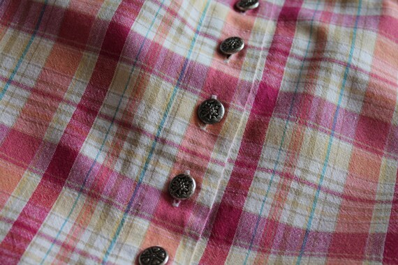 Dirndl Shirt Women's Trachten Blouse Pink Plaid W… - image 5