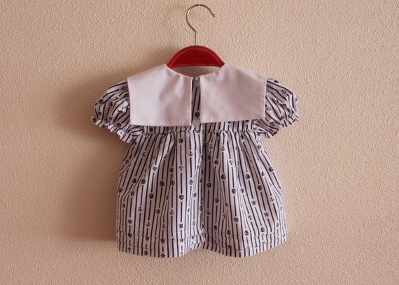 Vintage Baby Dress White Girls Dress With White C… - image 4