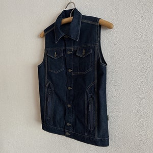 Blue Denim Vest Blue Cotton Vests Blue Jean Waistcoat Metal Buttons Unisex Country Western Boho Sleeveless Denim Jacket image 4