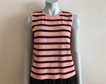 Jarvi Muoti Silkki Center Silk Top Pink Sleeveless Women's Top Striped Finnish Design Top