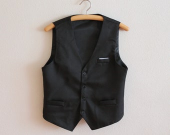 Mens Vest Black Vest Black Boys Vest Gentlemen's Formal Fitted Men's Vest Gentlemen's Waistcoat Victorian Steampunk Small Size