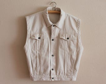 Vintage Lee White Denim Vest Jean Waistcoat Men Unisex Trim | Etsy België