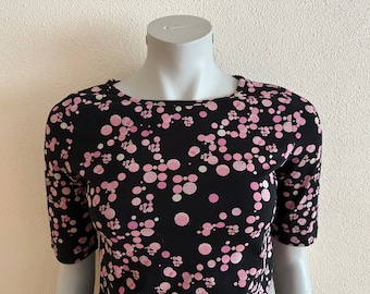 MARIMEKKO Shirt Women's Shirt Short Sleeves Top Black Cotton Jersey T-Shirt Small Size