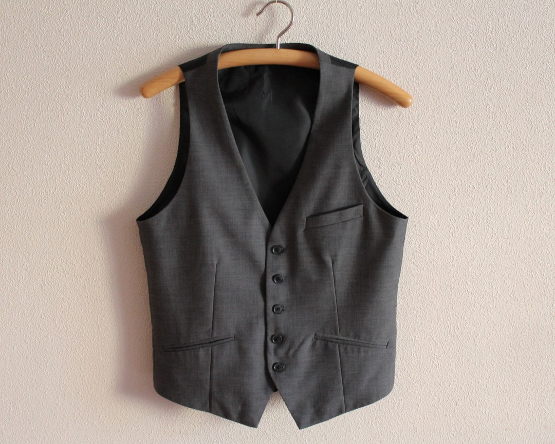Mens Vest Grey Vest Gray Men's Vest Grey Gentlemen's Waistcoat Fitted