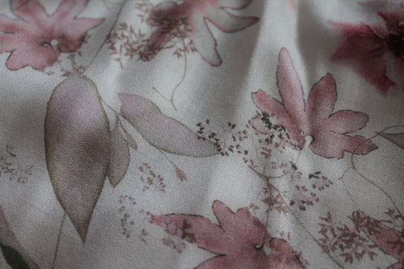 Vintage Blouse Silky Blouse Floral Print Women Top Romantic Summer Shirts 34 Sleeve Pale Pink Ivory Pastel Oversized