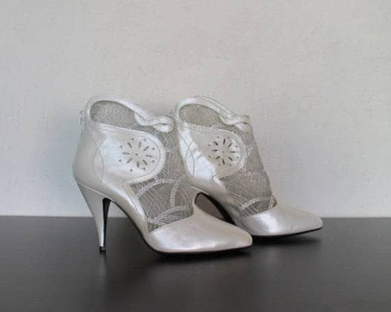 white wedding ankle boots