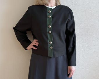 Eichberg Dirndl Chaqueta Mujer Blazer Negro Mezcla de Lino Trachten Chaqueta Loden Blazer Botones de Metal Austria Alpen Tirol Traje Oktoberfest