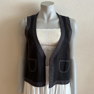 Women&#39;s Vest Black Vest Black Women Vest Open Front Waistcoat