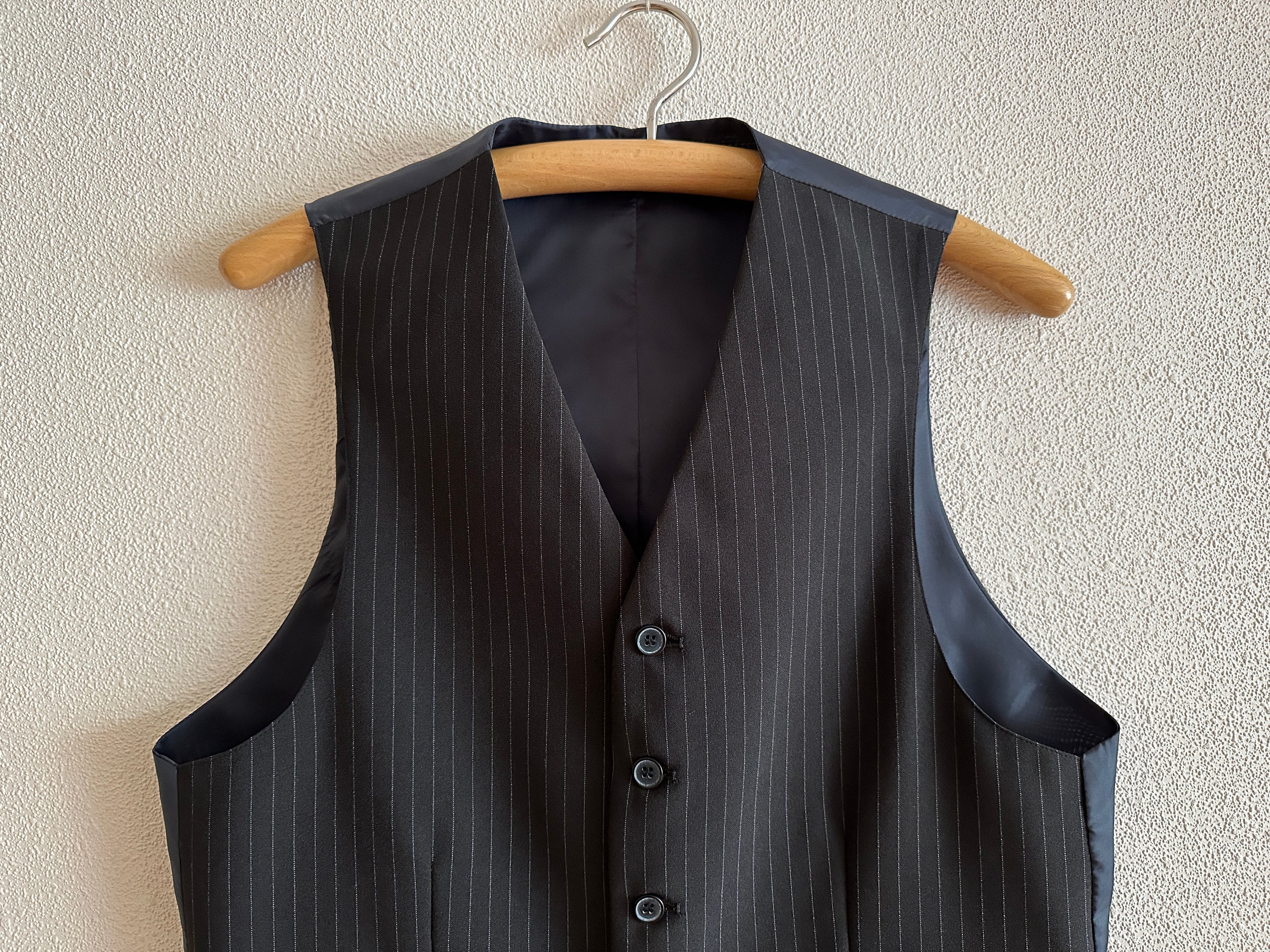 Mens Vest Black Vest Black Striped Gentlemen
