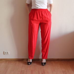 Red Pants Women Pants Red Trousers High Waisted Summer Pants Vintage Women&#39;s Pants Tapered Loose Fit Mens Pants Elastic Waist Large Size