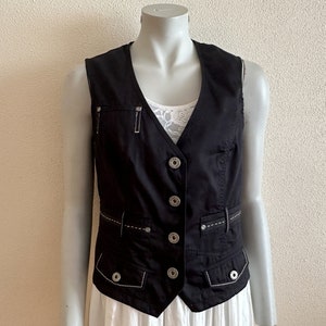 Women&#39;s Vest Black Vest Black Women Vest Womens Steampunk Formal Fitted Waistcoat Victorian Edwardian Renaissance Baroque