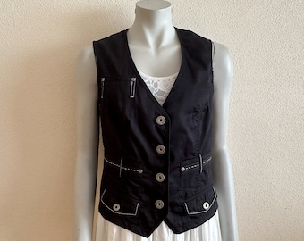 Women's Vest Black Vest Black Women Vest Womens Steampunk Formal Fitted Waistcoat Victorian Edwardian Renaissance Baroque