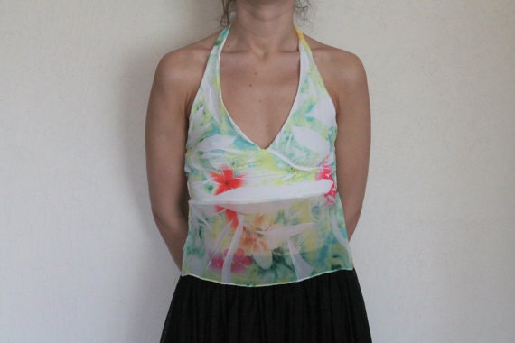 Neon Pink Yellow Green Orange Summer Backless Top