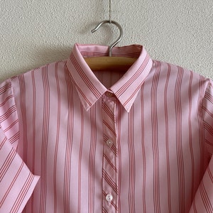 Women&#39;s Blouse Vintage Blouse Pink Striped Shirt Women Shirt Long Sleeve Top Button up Romantic Secretary&#39;s