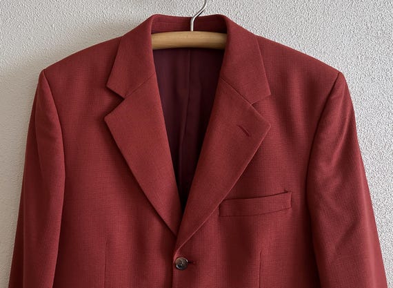 Vintage Brick Red Wool Blazer Santarelli Tailored Jacket Vintage Brick Red Wool Blazer Santarelli Tailored Jacket