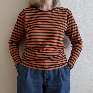 MARIMEKKO Shirt Orange Black Striped Shirt Long Sleeves Top