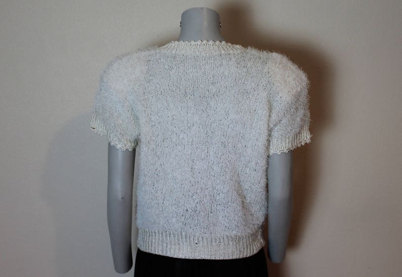 Knitted Sweater Women/'s Fuzzy Sweater Warm Winter Pullover Knit Top White Sweater Elegant Romantic Soft Jumper Short Sleeve Shoulder Padding