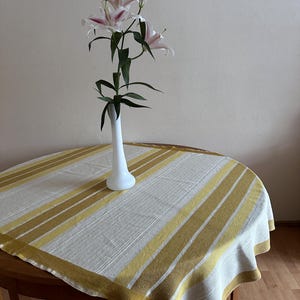 Finlayson Vintage Tablecloth Beige Cotton Blend Tablecloth Scandinavian Design Table Decor