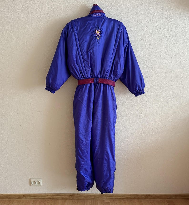 Vintage RAI SKI Ski Suit 80s/90s Purple One Piece Snowsuit Retro Belted Ski Overall Apres Ski Winter Suit Women’s M/L image 7
