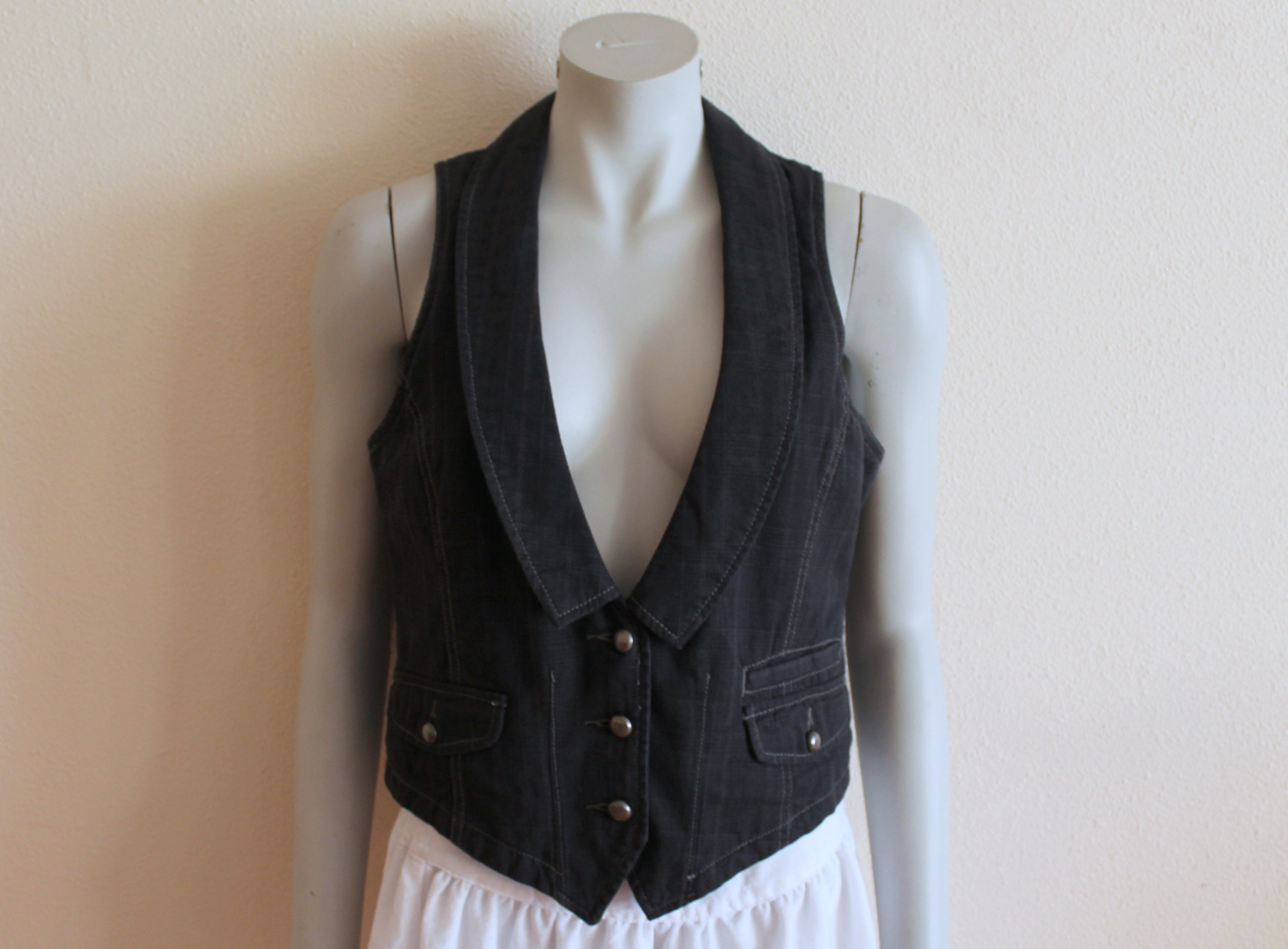 Chalecos de mujer chaleco negro chaleco negro a cuadros plaid Etsy