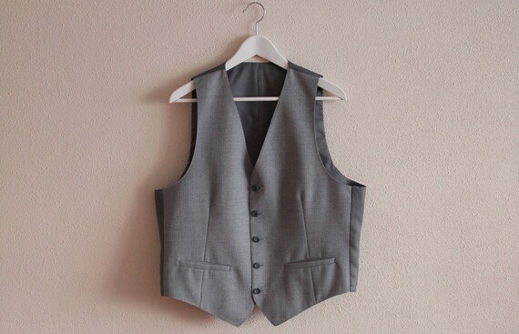 Men's Vest Grey Vest Gray Mens Vest Formal Gray Ge