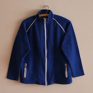 Dell&#39;annata Track Jacket Blu Sport giacca Unisex Sportswear Activewear Rave Giacca Cardigan alzarsi collare Hipster con giacca Bomber Zip Jumper