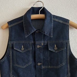 Blue Denim Vest Blue Cotton Vests Blue Jean Waistcoat Metal Buttons Unisex Country Western Boho Sleeveless Denim Jacket image 2