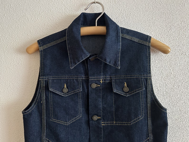 Blue Denim Vest Blue Cotton Vests Blue Jean Waistcoat Metal Buttons Unisex Country Western Boho Sleeveless Denim Jacket image 2