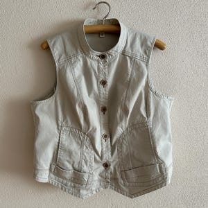 Women's Vest Beige Womens Vest Beige Cotton Waistcoat