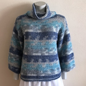 Blue Sweaters Vintage Sweaters Blue Krocheted Sweater Knitted Pullover Elegant Romantic Women Jumper Cardigan Sweater Handknit Sweater