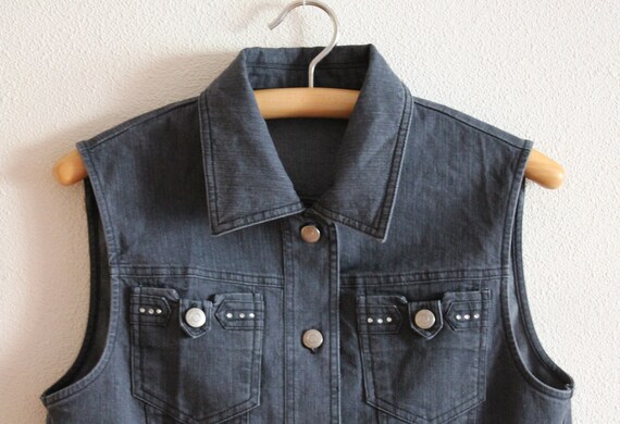 Women's Vest Denim Vest Grey Denim Vest 