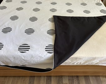 Finlayson Finland Reversible Duvet Cover 140 x 201 cm Black White Scandinavian Bedding Minimalist Nordic Cotton Bedding