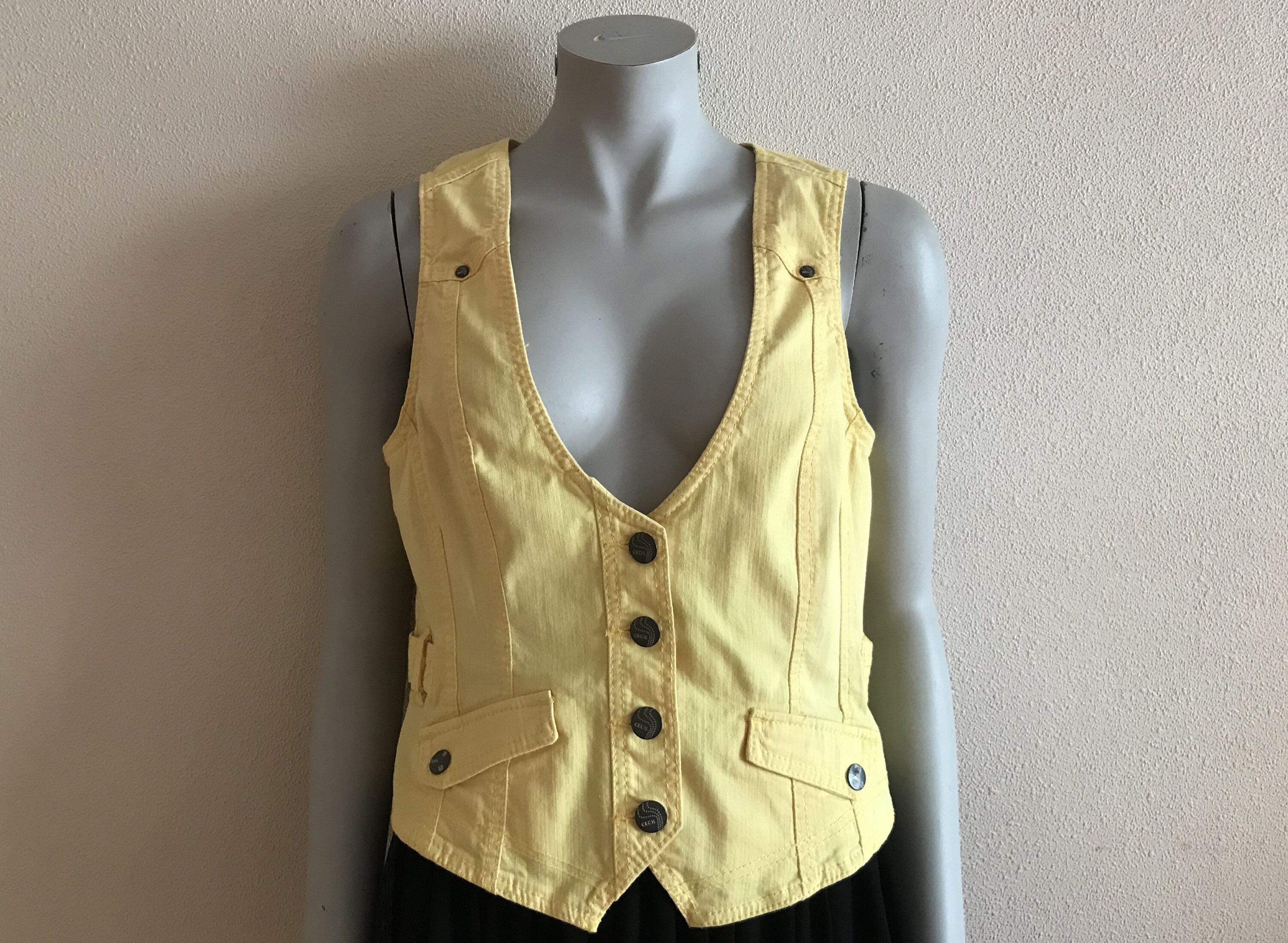 Women's Vest Denim Vest Yellow Denim 