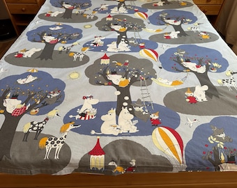 Housse de couette Moomin vintage Finlayson Finlande 140 x 200 cm Literie de dessin animé nordique Décoration de chambre d'enfants scandinave