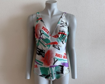 Maillot de bain vintage Maillot de bain une pièce Body imprimé New York Maillot de bain Maillots de bain Maillots de bain dos nu Maillots de bain