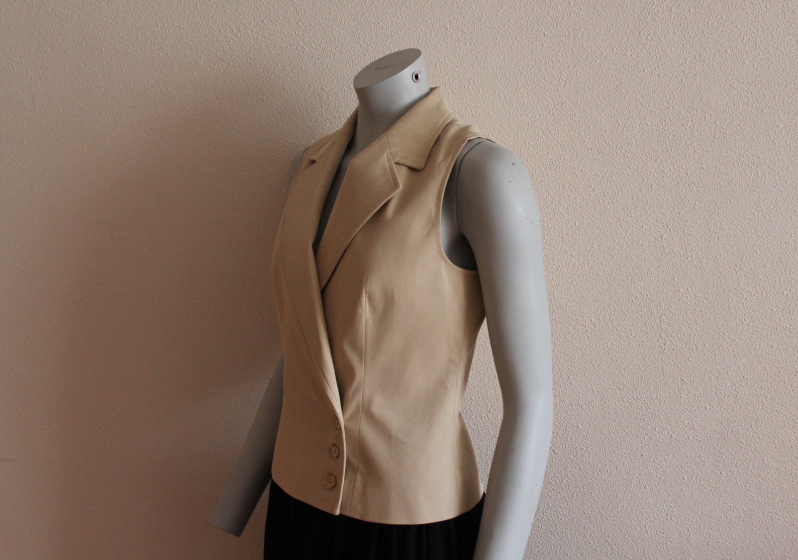 Women's Vest Beige Vest Beige Women Vest Romantic Fitted Waistcoat Steampunk Formal Cotton Blend
