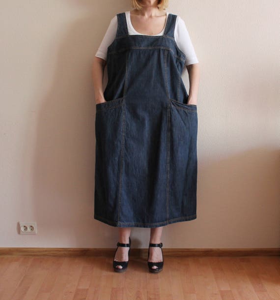 knee length denim jumper skirt