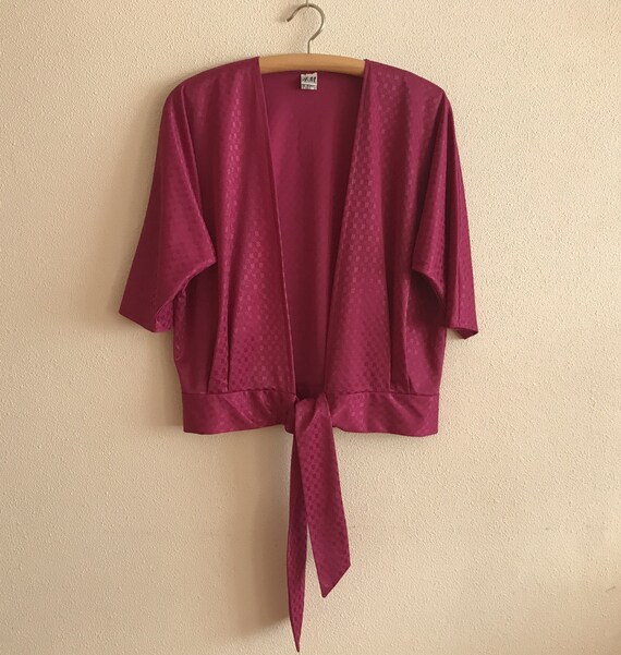 Vintage 80s Purple Women's Jacket Midriff Tied Sh… - image 7