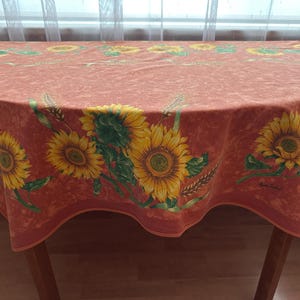 Sunflower Print Tablecloth Vintage Rectangular Cotton Flower Print Fabric Table Decor
